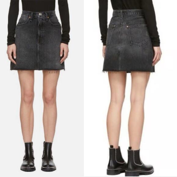 Rag & bone Moss Denim Mini Skirt Raw Hem In Asa Sz 25 Festival 90’s Grunge Y2K - Picture 5 of 12